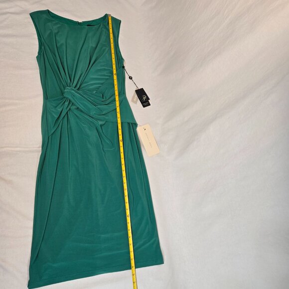 ADRIANNA PAPELL Old Money Stretchy Emerald Sleeveless Shift Dress Size 12 NEW! - Picture 12 of 16